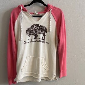 Blue 84 Pink and Cream Hoodie size large - Black Hills graphic